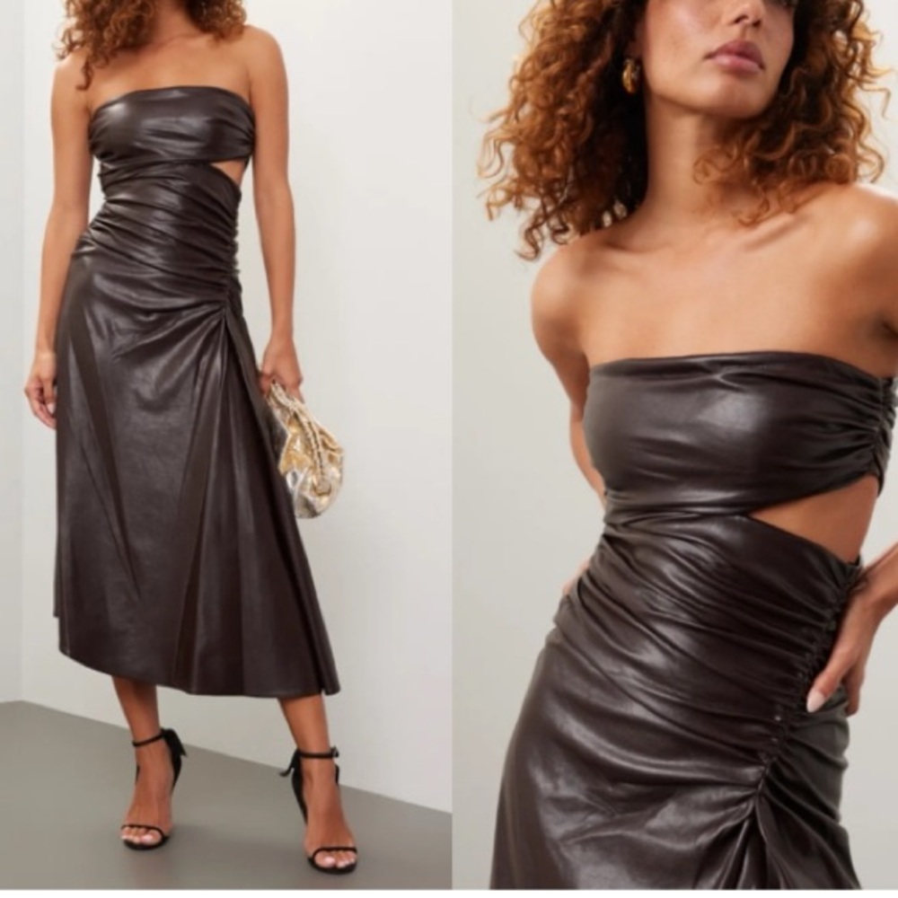 A.L.C. Elegant Faux Vegan Leather Andie Dress 0